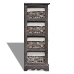 VidaXL Étagère de rangement Bois Marron 4 paniers en tissage -Casiers Soldes Boutique image 4 240800