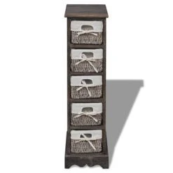 VidaXL Étagère de rangement Bois Marron 5 paniers en tissage -Casiers Soldes Boutique image 4 240801