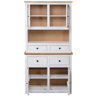 VidaXL Buffet haut Blanc 93x40,5x180 cm Pin Gamme Panama 4 VidaXL Buffet haut Blanc 93x40,5x180 cm Pin Gamme Panama – Image 4