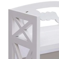 VidaXL Armoire de salle de bain Blanc 46x24x116 cm Bois de Paulownia -Casiers Soldes Boutique image 4 284109