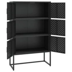 VidaXL Buffet haut Noir 80x35x135 cm Acier -Casiers Soldes Boutique image 4 335877