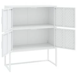 VidaXL Buffet haut Blanc 80x35x100 cm Acier -Casiers Soldes Boutique image 4 335881