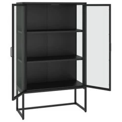 VidaXL Buffet haut Noir 80x35x135 cm Acier et verre trempé 9 VidaXL Buffet haut Noir 80x35x135 cm Acier et verre trempé -Casiers Soldes Boutique image 4 335883