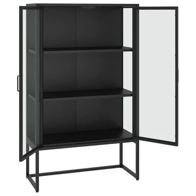 VidaXL Buffet haut Noir 80x35x135 cm Acier et verre trempé 4 VidaXL Buffet haut Noir 80x35x135 cm Acier et verre trempé – Image 4