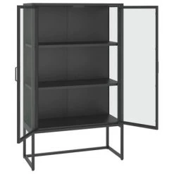 VidaXL Buffet haut Anthracite 80x35x135 cm Acier et verre trempé -Casiers Soldes Boutique image 4 335885