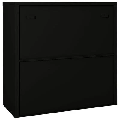 VidaXL Armoire à portes coulissantes Noir 90x40x90 cm Acier 4 VidaXL Armoire à portes coulissantes Noir 90x40x90 cm Acier – Image 4