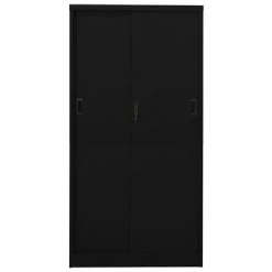 VidaXL Armoire de bureau avec porte coulissante Noir 90x40x180cm Acier -Casiers Soldes Boutique image 4 335960