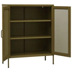 VidaXL Armoire de rangement Vert olive 80x35x101,5 cm Acier -Casiers Soldes Boutique image 4 336171