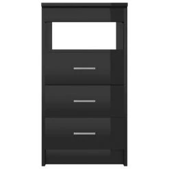 VidaXL Armoire à tiroirs Noir brillant 40x50x76 cm Bois d'ingénierie -Casiers Soldes Boutique image 4 801812