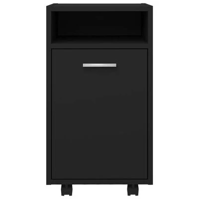 VidaXL Armoire latérale avec roues Noir 33x38x60 cm Aggloméré 4 VidaXL Armoire latérale avec roues Noir 33x38x60 cm Aggloméré – Image 4