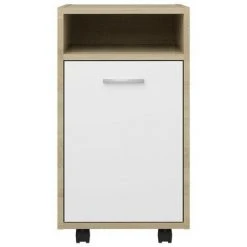 VidaXL Armoire latérale avec roues Blanc et chêne 33x38x60cm Aggloméré -Casiers Soldes Boutique image 4 803052