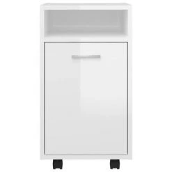 VidaXL Armoire latérale avec roues Blanc brillant 33x38x60 cm Aggloméré -Casiers Soldes Boutique image 4 803053