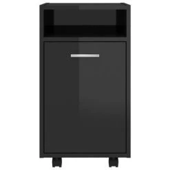 VidaXL Armoire latérale avec roues Noir brillant 33x38x60 cm Aggloméré -Casiers Soldes Boutique image 4 803054