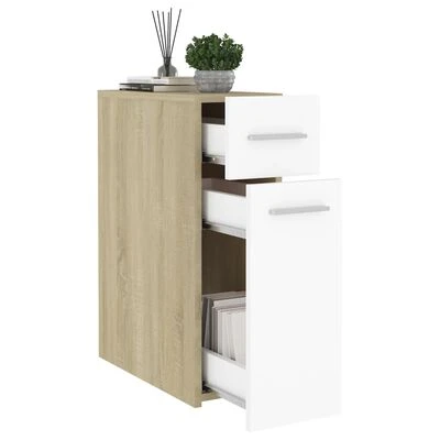 VidaXL Armoire d'apothicaire Blanc/chêne sonoma 20x45,5x60cm Aggloméré 4 VidaXL Armoire d'apothicaire Blanc/chêne sonoma 20x45,5x60cm Aggloméré – Image 4