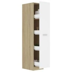 VidaXL Armoire d'apothicaire Blanc et chêne 30x42,5x150 cm Aggloméré -Casiers Soldes Boutique image 4 804225