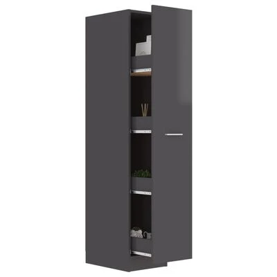 VidaXL Armoire d'apothicaire Gris brillant 30x42,5x150 cm Aggloméré 4 VidaXL Armoire d'apothicaire Gris brillant 30x42,5x150 cm Aggloméré – Image 4