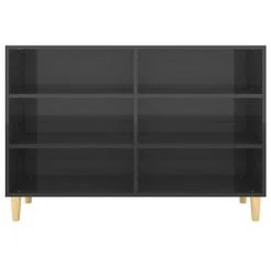 VidaXL Buffet Noir brillant 103,5x35x70 cm Aggloméré -Casiers Soldes Boutique image 4 806038