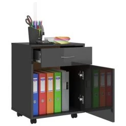 VidaXL Armoire à roulettes Gris brillant 45x38x54 cm Aggloméré -Casiers Soldes Boutique image 4 808448