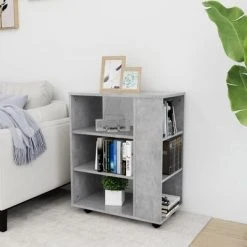 VidaXL Armoire à roulettes Gris béton 60x35x75 cm Aggloméré -Casiers Soldes Boutique image 4 808453