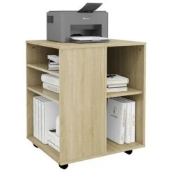 VidaXL Armoire à roulettes Chêne Sonoma 60x53x72 cm Aggloméré -Casiers Soldes Boutique image 4 808461