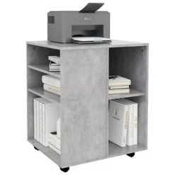 VidaXL Armoire à roulettes Gris béton 60x53x72 cm Aggloméré -Casiers Soldes Boutique image 4 808462