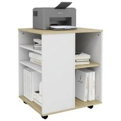 VidaXL Armoire à roulettes Blanc et chêne Sonoma 60x53x72 cm Aggloméré -Casiers Soldes Boutique image 4 808463