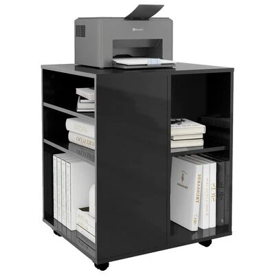 VidaXL Armoire à roulettes Noir brillant 60x53x72 cm Aggloméré 4 VidaXL Armoire à roulettes Noir brillant 60x53x72 cm Aggloméré – Image 4