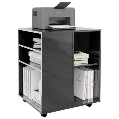 VidaXL Armoire à roulettes Gris brillant 60x53x72 cm Aggloméré 4 VidaXL Armoire à roulettes Gris brillant 60x53x72 cm Aggloméré – Image 4