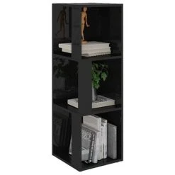 VidaXL Armoire d'angle Noir brillant 33x33x100 cm Aggloméré -Casiers Soldes Boutique image 4 809033