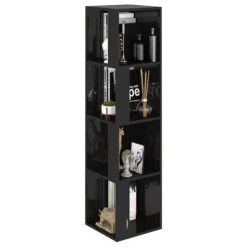 VidaXL Armoire d'angle Noir brillant 33x33x132 cm Aggloméré -Casiers Soldes Boutique image 4 809042