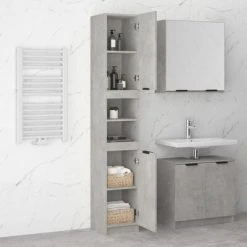 VidaXL Armoire de salle de bain Gris béton 32x34x188,5 cm -Casiers Soldes Boutique image 4 811326