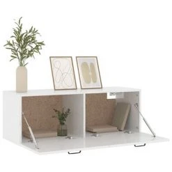 VidaXL Armoire murale Blanc brillant 100x36,5x35 cm Bois d'ingénierie 9 VidaXL Armoire murale Blanc brillant 100x36,5x35 cm Bois d'ingénierie -Casiers Soldes Boutique image 4 812957