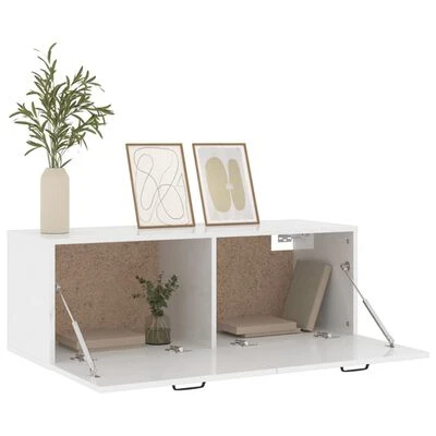 VidaXL Armoire murale Blanc brillant 100x36,5x35 cm Bois d'ingénierie 4 VidaXL Armoire murale Blanc brillant 100x36,5x35 cm Bois d'ingénierie – Image 4