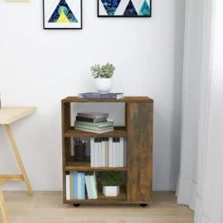 VidaXL Armoire roulante Chêne fumé 60x35x75 cm Bois d'ingénierie 9 VidaXL Armoire roulante Chêne fumé 60x35x75 cm Bois d'ingénierie -Casiers Soldes Boutique image 4 815966