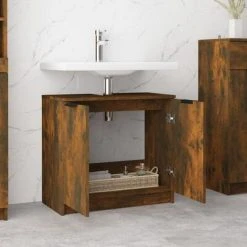 VidaXL Armoire de bain Chêne fumé 64,5x33,5x59 cm Bois d'ingénierie 9 VidaXL Armoire de bain Chêne fumé 64,5x33,5x59 cm Bois d'ingénierie -Casiers Soldes Boutique image 4 817063