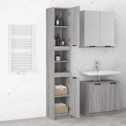 VidaXL Armoire de bain Sonoma gris 32x34x188,5 cm Bois d'ingénierie -Casiers Soldes Boutique image 4 817070