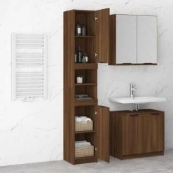 VidaXL Armoire de bain Chêne marron 32x34x188,5 cm Bois d'ingénierie -Casiers Soldes Boutique image 4 817071