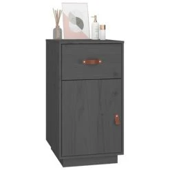 VidaXL Armoire de bureau Gris 40x50x75 cm Bois massif de pin -Casiers Soldes Boutique image 4 820099