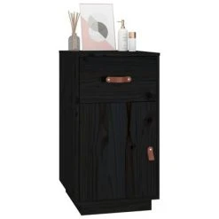 VidaXL Armoire de bureau Noir 40x50x75 cm Bois massif de pin -Casiers Soldes Boutique image 4 820101
