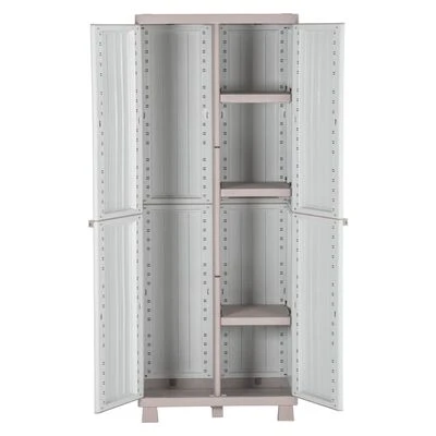 VidaXL Armoire de rangement avec 2 portes 68x39x170cm Gris clair/beige 5 VidaXL Armoire de rangement avec 2 portes 68x39x170cm Gris clair/beige – Image 5