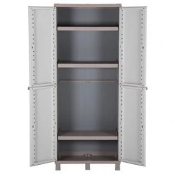 VidaXL Armoire de rangement et 2 portes 68x37,5x170cm Gris clair/beige -Casiers Soldes Boutique image 5 151221