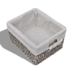 VidaXL Armoire en bois 3 paniers gauches en tissage Marron -Casiers Soldes Boutique image 5 240795