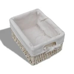 VidaXL Étagère de rangement en bois 5 paniers en tissage Blanc 10 VidaXL Étagère de rangement en bois 5 paniers en tissage Blanc -Casiers Soldes Boutique image 5 240798