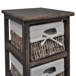 VidaXL Étagère de rangement Bois Marron 4 paniers en tissage -Casiers Soldes Boutique image 5 240800