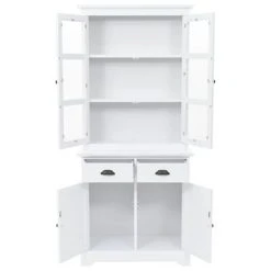 VidaXL Vaisselier avec 4 portes MDF et Bois de pin 80 x 40 x 180 cm 10 VidaXL Vaisselier avec 4 portes MDF et Bois de pin 80 x 40 x 180 cm -Casiers Soldes Boutique image 5 245755