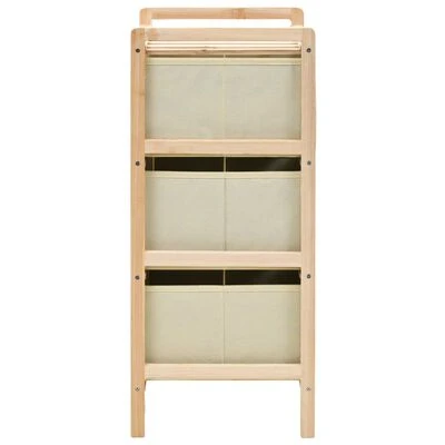 VidaXL Étagères de rangement avec 3 paniers en tissu 2 pcs Beige Cèdre 5 VidaXL Étagères de rangement avec 3 paniers en tissu 2 pcs Beige Cèdre – Image 5