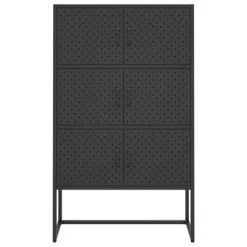 VidaXL Buffet haut Noir 80x35x135 cm Acier -Casiers Soldes Boutique image 5 335877