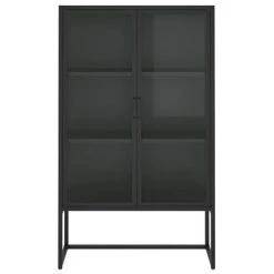 VidaXL Buffet haut Noir 80x35x135 cm Acier et verre trempé 10 VidaXL Buffet haut Noir 80x35x135 cm Acier et verre trempé -Casiers Soldes Boutique image 5 335883