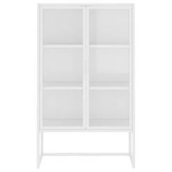 VidaXL Buffet haut Blanc 80x35x135 cm Acier et verre trempé -Casiers Soldes Boutique image 5 335884