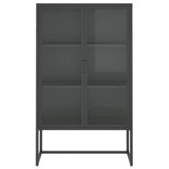 VidaXL Buffet haut Anthracite 80x35x135 cm Acier et verre trempé -Casiers Soldes Boutique image 5 335885